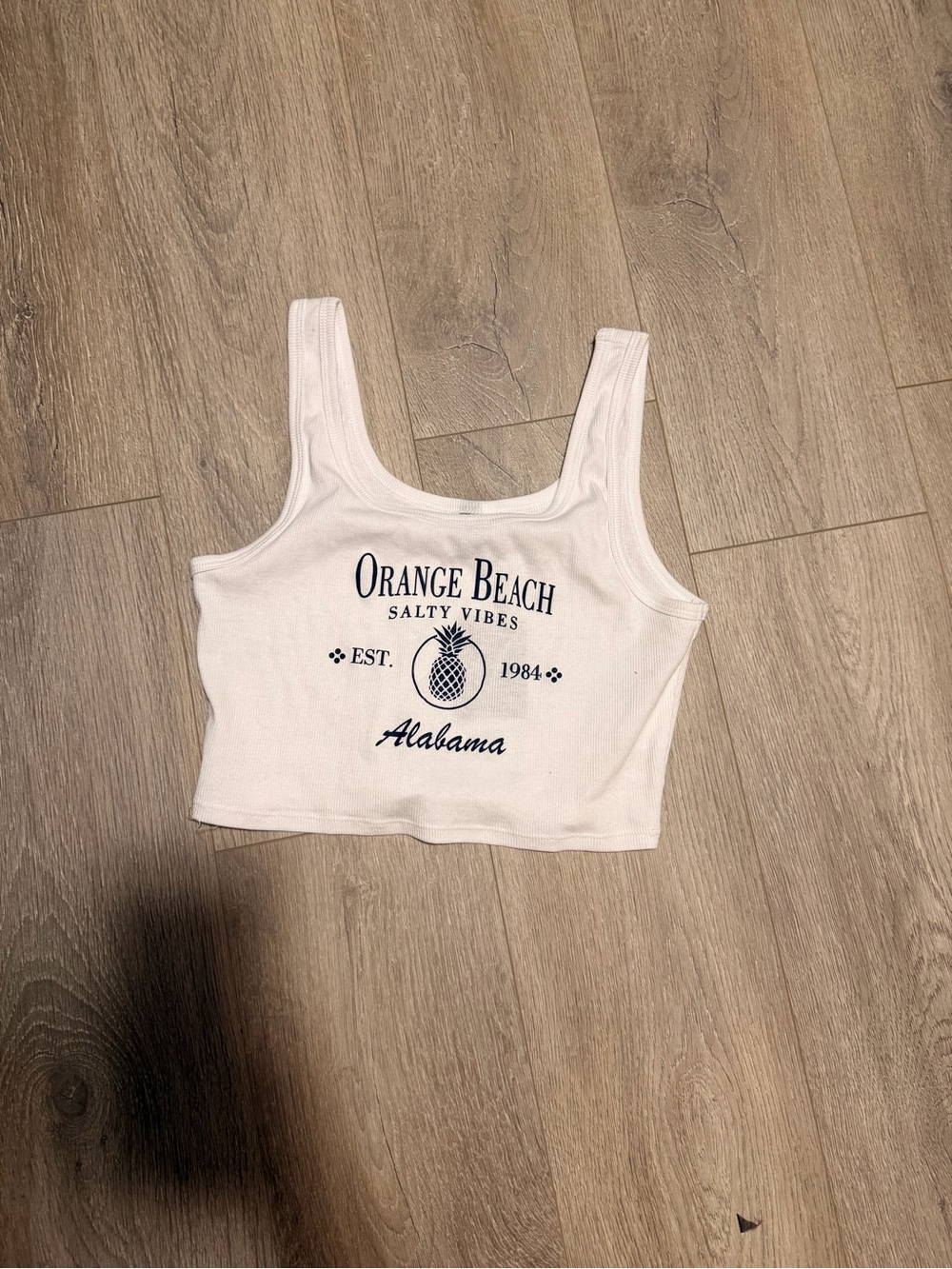 & Other Stories White 'Orange Beach Salty Vibes' Graphic Crop Tank